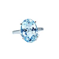 Statement Stacking Rings for woman girls blue topaz 14x10 mm
