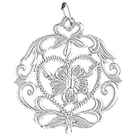 Flower Design Pendant | Sterling Silver 925 Flower Design Pendant - 27 mm