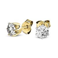 1 Carat - 1 3/4 Carat Lab Grown Diamond Earrings | IGI Certified Round Shape Flora Solitaire Lab Diamond Stud Earrings 6 Prong | F-G Color, VS1-VS2 Clarity | 14K Gold | Friendly Diamonds Earrings