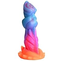 Aqua-Cock Glow-in-The-Dark Silicone Dildo for Men, Women, & Couples. Fantasy Dildo with Strong Suction Cup Base, Harness Compatible. 1 Piece, Pink, Purple, Orange, Blue.