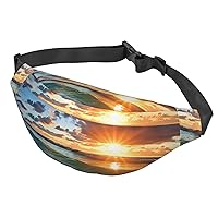 Fanny Pack For Men Women Casual Belt Bag Waterproof Waist Bag Beautiful Sunrise Ocean Running Waist Pack For Travel Sports