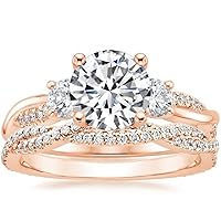 Petite Twisted Vine Moissanite Diamond Ring Set, 3 CT Round Moissanite Engagement Ring Set, Wedding Ring Set, Bridal Ring, Best Ring for Woman