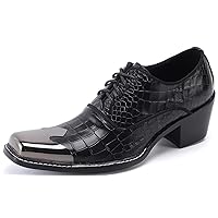 Men's Dress Oxford Snake Print Patent Metal Toe Two Tone Formal Shoes