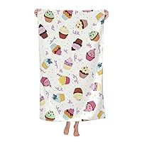 Delicious Cupcakes Print Beach Towel Towel,Sandproof Pool Towelsb Vacation Soft Lightweight Quick Dry Towel