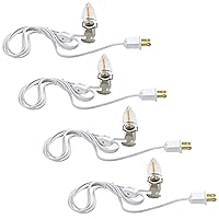 Set of 4 Accessory Cord with One Led Light Bulb 6Ft Blow Mold Light IndoorString Lights, C7 Lamp with Spare Fuse for Halloween and Christmas Decorations, Craft Village House Decoration