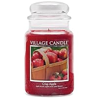 Village Candle Crisp Apple Large Glass Apothecary Jar Scented Candle, 21.25 oz, Red