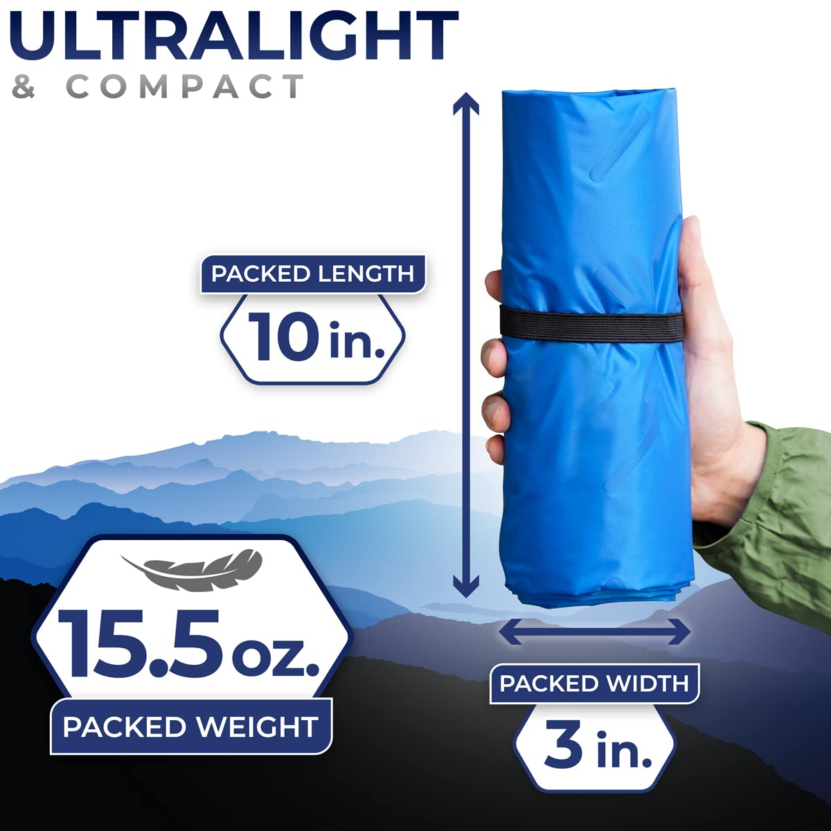 SmartRest Sleeping Pad for Camping - Ultralight Inflatable Air Mat Mattress for Backpacking, Hiking - Camping Gear Essentials and Accessories - S2 Blue