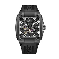 Men Super Luminous Automatic Watches Sport Luxury Watch Square Skeleton Mechanical Rubber Strap Watches GM