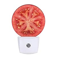 Tomato Night Light Novelty LED Lamp Red Tomato Slice Healthy Vegetable Decorative Night Lights Plug into Wall Auto Sensor Sleep Friendly for Boys Girls Men Women