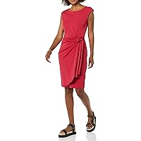 Amazon Essentials Women's Cap Sleeve Boat-Neck Faux Wrap Dress