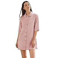 LilySilk Silk Nightshirt for Women 22 Momme Mulberry Silk Button-Down Shirt Dress Classic for Spring and Summer