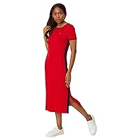 Tommy Hilfiger Women's Short Sleeve Soft Everyday Sport Dress, Scarlet