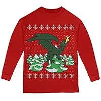 Ugly Christmas Sweater Dragon Winter Youth Long Sleeve T Shirt