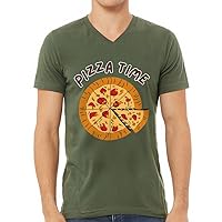 Pizza Print V-Neck T-Shirt - Cute Design T-Shirt - Cool Trendy V-Neck Tee