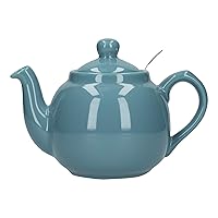 Farmhouse Small Teapot with Infuser, Ceramic, Aqua, 2 Cup (600 ml)