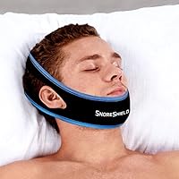 SnoreShield Anti Snore Chin Strap - The #1 Ranked Snoring Sleep Solution - Natural And Comfortable Instant Snore Stopper - Easy To Use And Adjustable