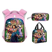 Pink Backpack, 3D Printing Mirabel Backpack Kids Backpack Lunch Bag Pencil Case Combination-2