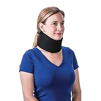 Soft Foam Cervical Collar Neck Support Brace, Helps Stabilize Vertebrae & Relieve Spinal Pressure for Men & Women - Black, Large Fits (2.7-3.2 inch) Height
