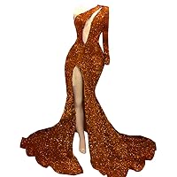 Prom Dress Glitter Sequin Pageant Split Mermaid Evening Party Dress
