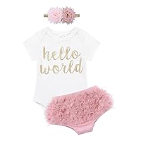 FEESHOW Baby Toddler Girls Golden Sequins Birthday Outfits Cotton Tank Top T Shirt with Dotts Tutu Skirt Set