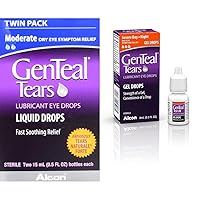 Tears Lubricant Eye Drops, Moderate Liquid Drops, Twin Pack,0.5 Fl Oz (Pack of 2) Package May Vary & Tears Gel Drops, 8 ml