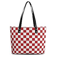 Red White Plaid Pistoia Flag Tote Bag for Women Large Handbags Top Handle Satchel Ladies Shoulder Bags