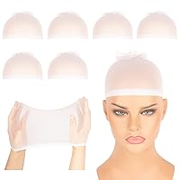 Wig Caps Individually Wrapped 6PCS,ASKUANG Stretchy Nylon Wig Caps for Women Lace Front Wig Stocking Caps for Wigs (White)