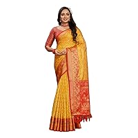 Traditional Indian Soft Organza Silk Saree With Weaving Design Saree & Blouse Muslim Sari 5055
