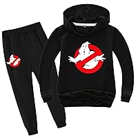 Unisex Kid Ghostbusters Hooded Tracksuit Graphic Outfit,Long Sleeve Pullover Tops Cozy Hoodie and Sweatpants 2Pcs Set