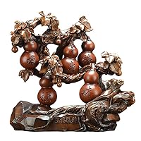 Feng Shui Ornaments Ornament Chinese Wu Lou/Resin Sculpture Luck Charm of Prosperity Home Calabash Tree Decoration Gift,A