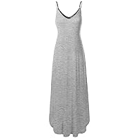 Women's Casual Loose Fit Long Cami Maxi Dress with Pockets (XS-XXL)