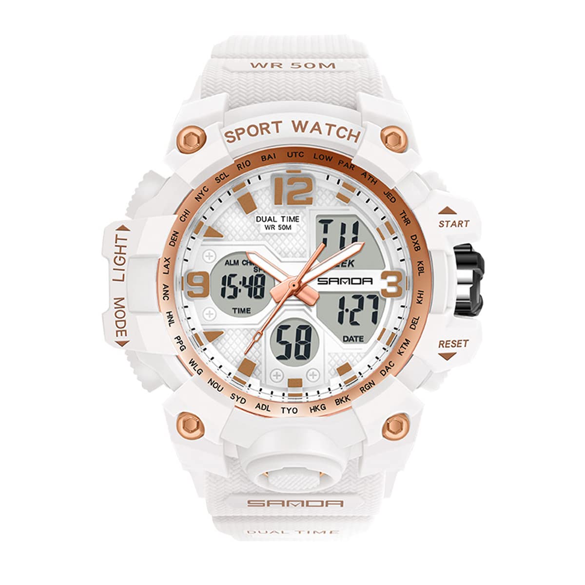 WISHFAN Women’s Digital Sports Watch, Dual-Display Waterproof Wrist Watch with Alarm and Stopwatch
