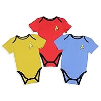 Star Trek Infant Boys' Primary Colors Crew Uniform Red Gold Blue Sleeper 3 Pack Sleep Pajama
