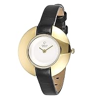 Obaku Women's V135LGIRB Gold Titanium Coated Black Leather Watch