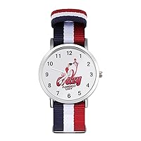 Crazy Flamingo Lady Nylon Watch Adjustable Wrist Watch Band Easy to Read Time with Printed Pattern Unisex