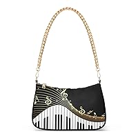 Shoulder Bags for Women Music Notes Piano Hobo Tote Handbag Small Clutch Purse with Zipper Closure
