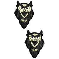 Kleenplus 2pcs. Black Owl Cartoon Patch Embroidered Bird Iron On Badge Sew On Patch Clothes Embroidery Applique Sticker Fabric Sewing Decorative Repair