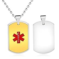 Uloveido Custom Medical Alert Necklace - 2 Tones Stainless Steel Medical ID Emergency Necklace Health Alert & Monitoring Jewelry for Men Women