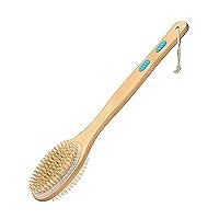Shower Brush, Bath Brush with Long Wooden Handle, exfoliating Body Cleansing Brush, Natural Soft and Stiff Massage bristles for Dry/Wet Brushes, Back and Foot Cleaning Brushes for Men and Women