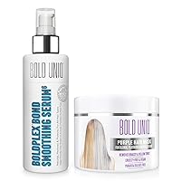 BOLD UNIQ Purple Hair Mask For Blonde, Platinum, Bleached, Silver, Gray, Ash & Brassy Hair & BoldPlex 6 Hair Serum - Remove Yellow Tones and Condition Dry, Damaged Hair, Cruelty Free and Vegan