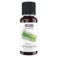 NOW Essential Oils, Lemongrass Oil, Uplifting Aromatherapy Scent, Steam Distilled, 100% Pure, Vegan, Child Resistant Cap, 1-Ounce