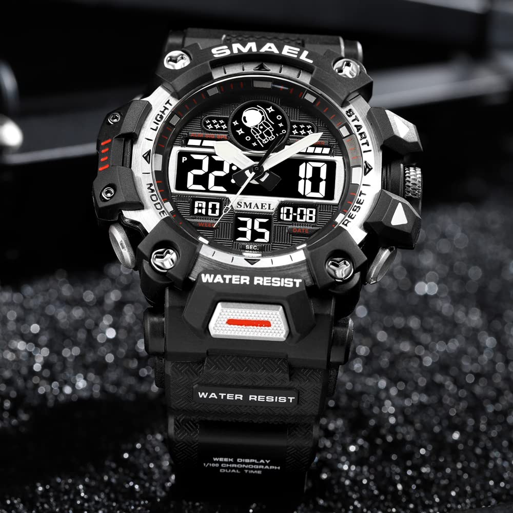 SMAEL Brand Men Sports Watches 50m Waterproof Digital Clock New Men Military Watch Army 8078 Led Quartz Watch Men Wristwatches