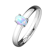 Paula & Fritz® 316L Surgical Steel Classic Opal Engagement Ring Sizes J to Z Available