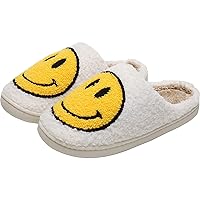 PLMOKN Smile Face Slippers Indoor And Outdoor Mens House Cute Fuzzy Keep Warm Animal Cloud Slides