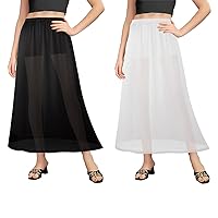 Girstunm 2 Pcs Women's Half Slips for Under Dresses Satin Skirt Extenders Anti-Static Petticoat Cosplay Underskirt