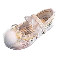 Girls Flat Bottomed Embroidered Sandals Fashionable Antique Costume Children Performance Girl Jelly Sandals Size 13