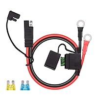 Hilitchi 4 Pcs 2 3 6 ft Battery Charger Kit SAE to SAE Extension Cable SAE to O Ring Terminal Harness Wire Ring Terminal Harness with Black Fused 2 Pin Quick Disconnect Plug with Cap 16 18 awg 