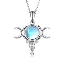 Triple Moon Goddess/Moonstone/Opal/Mushroom 925 Sterling Silver Pendant Jewelry for Women