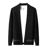 Stitching Knitted Cardigan for Men's Spring and Autumn Personality Shawl Casual Sweater Coat