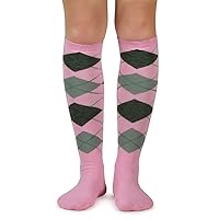 Elite Quality Colorful Soft Cotton Womens Argyle Knee High Socks